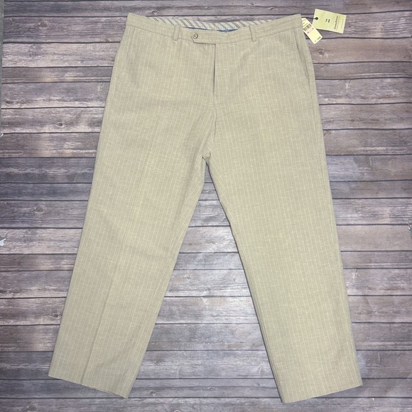 Tommy Bahama Ivory Beige Stripe Woven Linden Beach Club Linen Silk Blend Pant 40